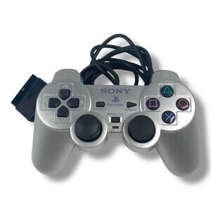 Satin Silver Dual 2 Controller Official PlayStation 2 PS2 SCPH-10010 US SELLER